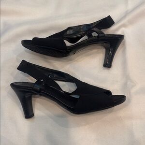 Aerosoles Black Women's Slingback Peep-Toe Sandals Heels, Size 8